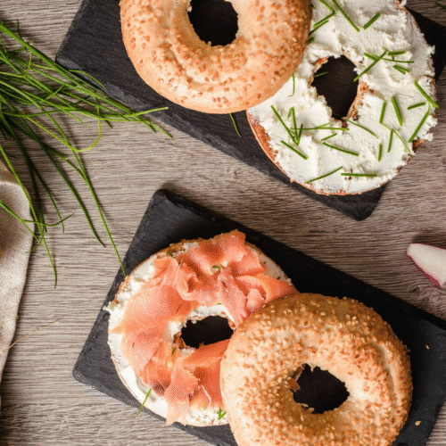 Open Scottish Smoked Salmon Cream Cheese Bagels